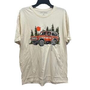 New Threadless Mens Large Sam Larson Vintage Ford Bronco Forest Trees Cotton Tee